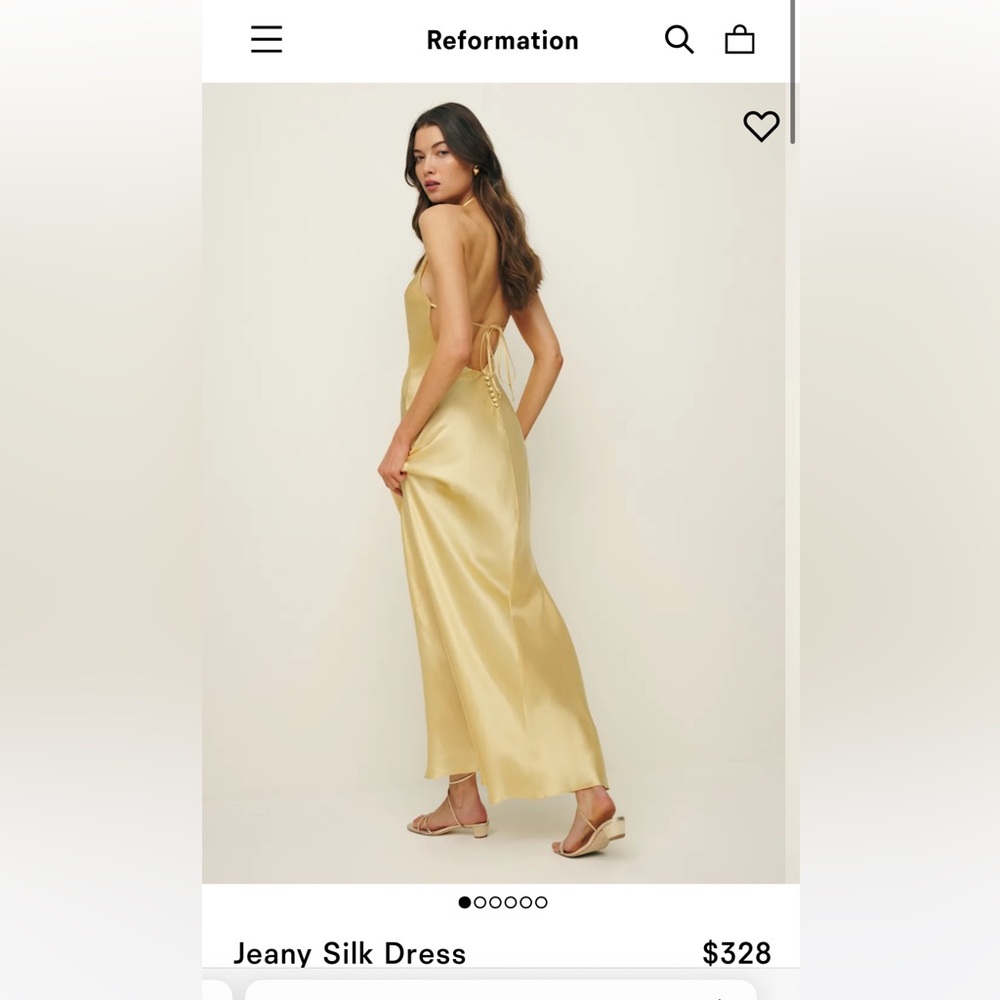 Reformation Jeany Silk Dress Yellow Formal Bridesmaid Wedding Dress